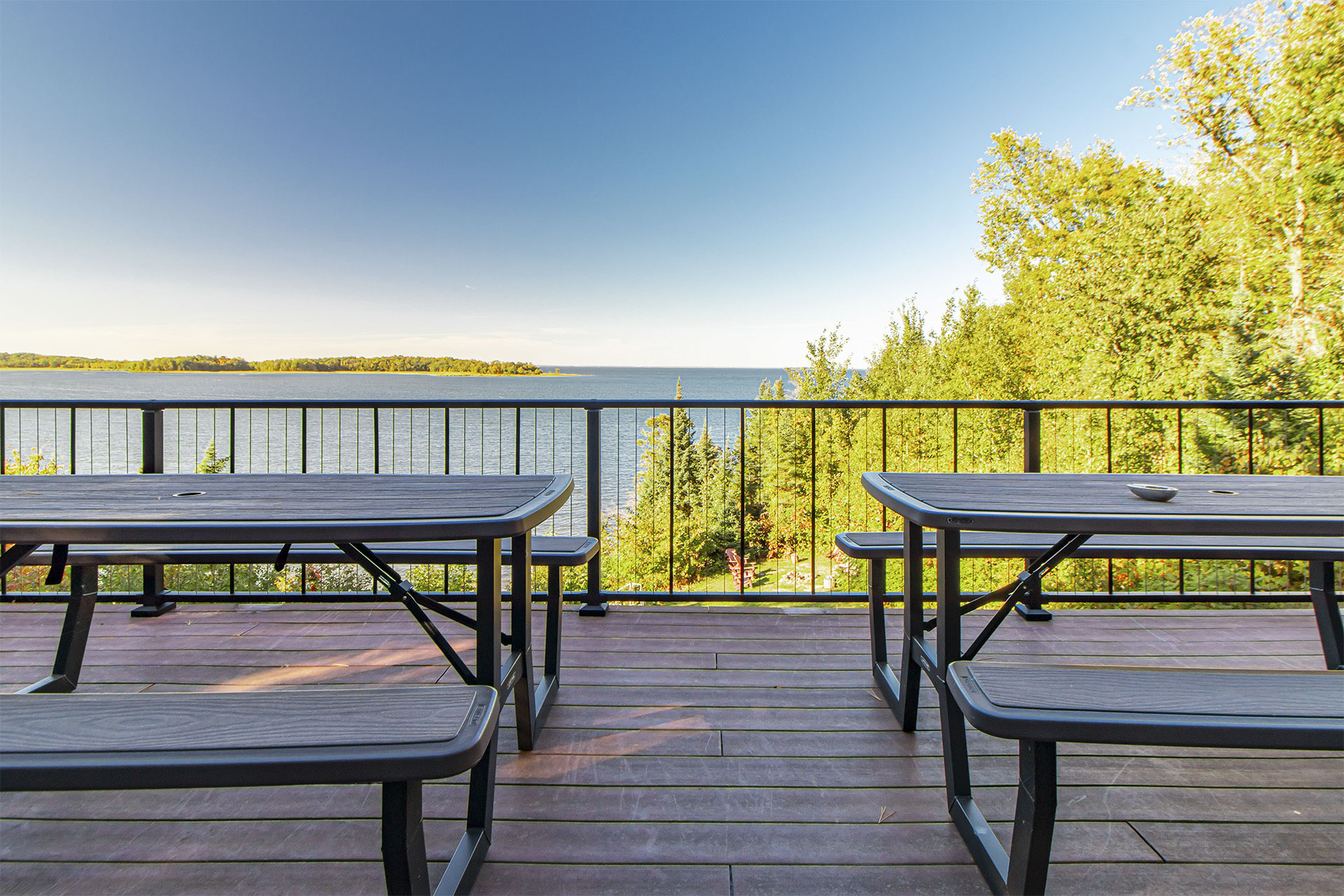 Outdoor deck overlooking Lake Superior